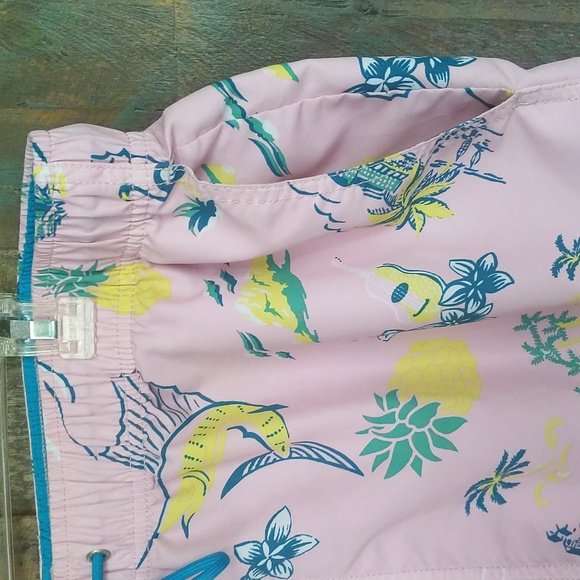 Nautica Pale Orchid Island Scene Print Swim Trunks - Men's XL - Picture 2 of 5